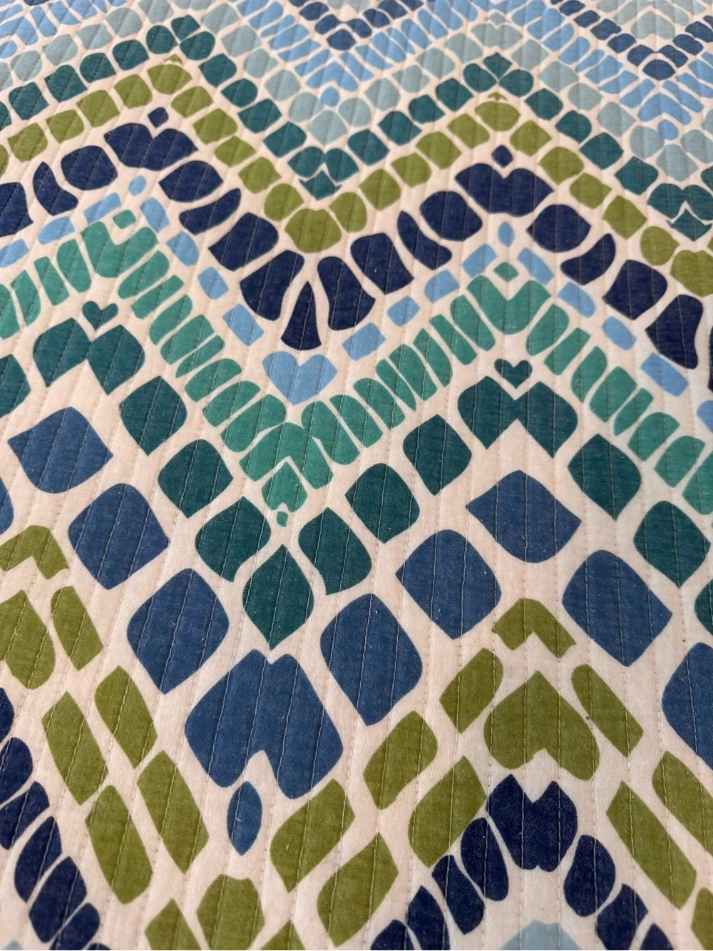OVERSIZED Blue & Green Chevron Mosaic King Quilt Set